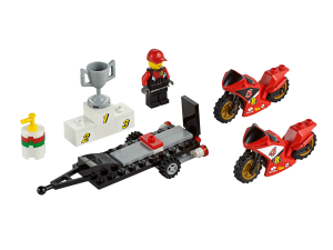 LEGO City 60084 Rennmotorrad-Transporter mit Anhänger, Motorrädern und Pokal