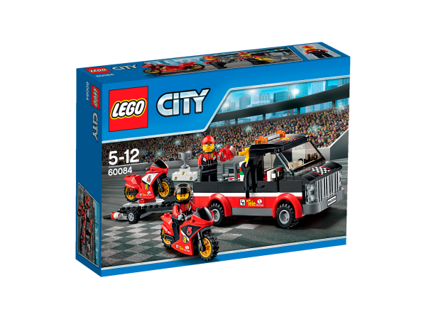 LEGO City 60084 Rennmotorrad-Transporter box von vorne