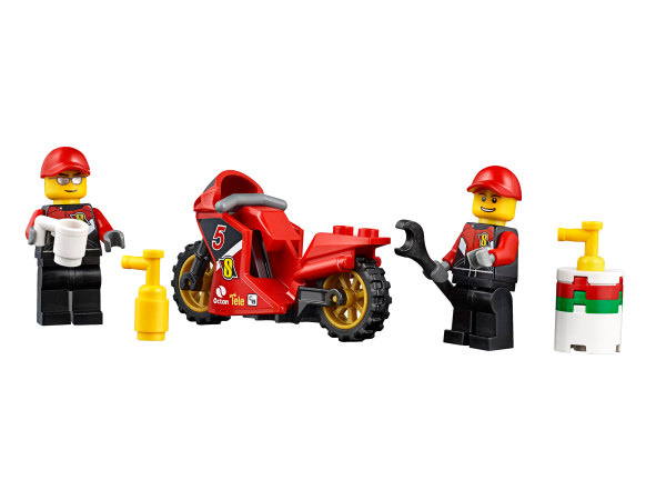 LEGO City 60084 Rennmotorrad-Transporter mit 2 Rennfahrern, Feuerlöscher und Motorrad