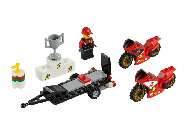 LEGO City 60084 Rennmotorrad-Transporter mit Anhänger, Motorrädern und Pokal