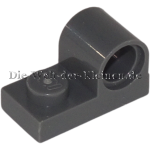 LEGO Platte 1x2 mit 1 Pin Loch und 1 Noppe Dunkel Steingrau (DARK STONE GREY) (6019987, 11458)