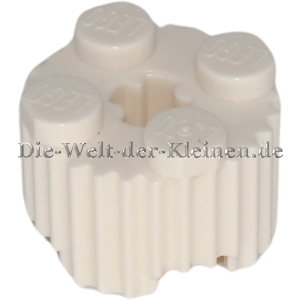 LEGO Stein 2x2x1 rund mit Kreuzloch mit Rillen Weiß (WHITE) (4650644, 4603123, 92947)