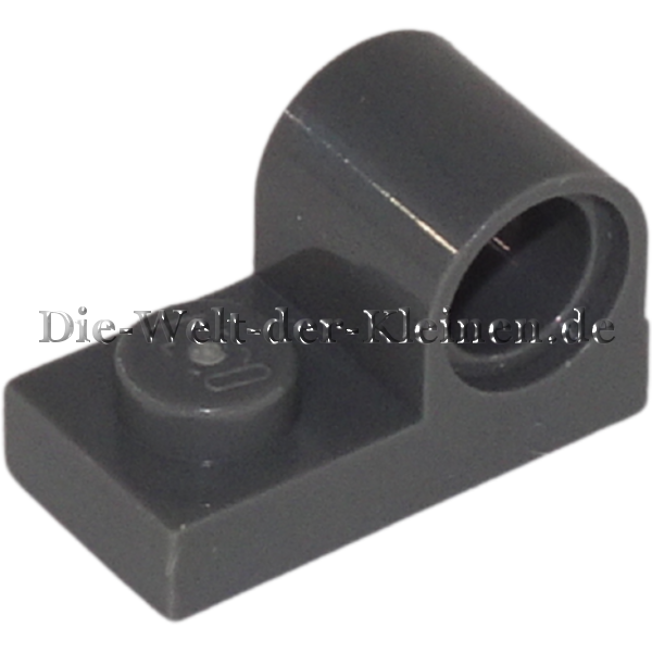 LEGO Platte 1x2 mit 1 Pin Loch und 1 Noppe Dunkel Steingrau (DARK STONE GREY) (6019987, 11458)