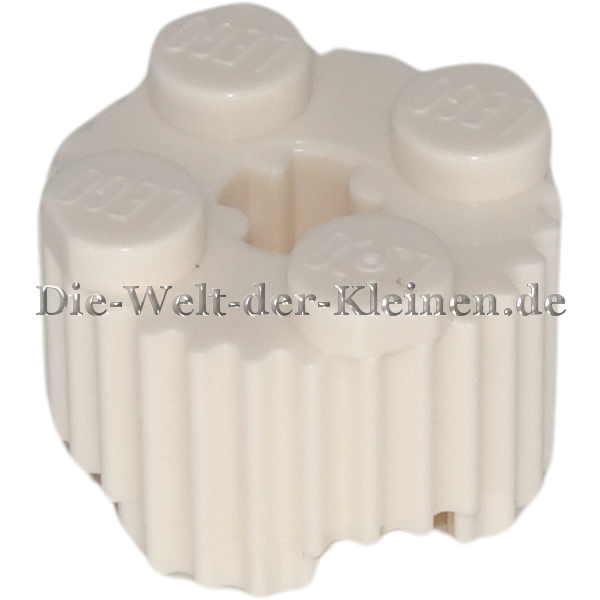 LEGO Brick 2x2x1 round with axle hole with grooves WHITE (WHITE) (4650644, 4603123, 92947)