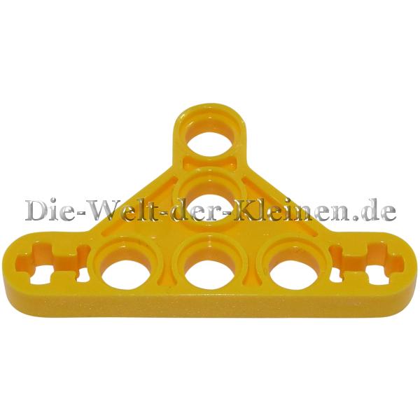 LEGO® Technic Liftarm Triangle 3x5 flat (1/3) Typ II with 5 Pin holes and 2 cross holes BR. YELLOW (BRIGHT YELLOW) - (6010863/6331435/99773)