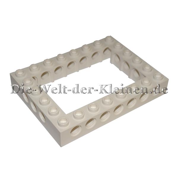 LEGO® Technic Loch Stein Kasten / Baurahmen 6x8 mit 20 Löchern, offene Mitte, weiß (WHITE) - (4261717/6021763/40345) Vorderseite