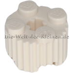 LEGO Brick 2x2x1 round with axle hole with grooves WHITE (WHITE) (4650644, 4603123, 92947)